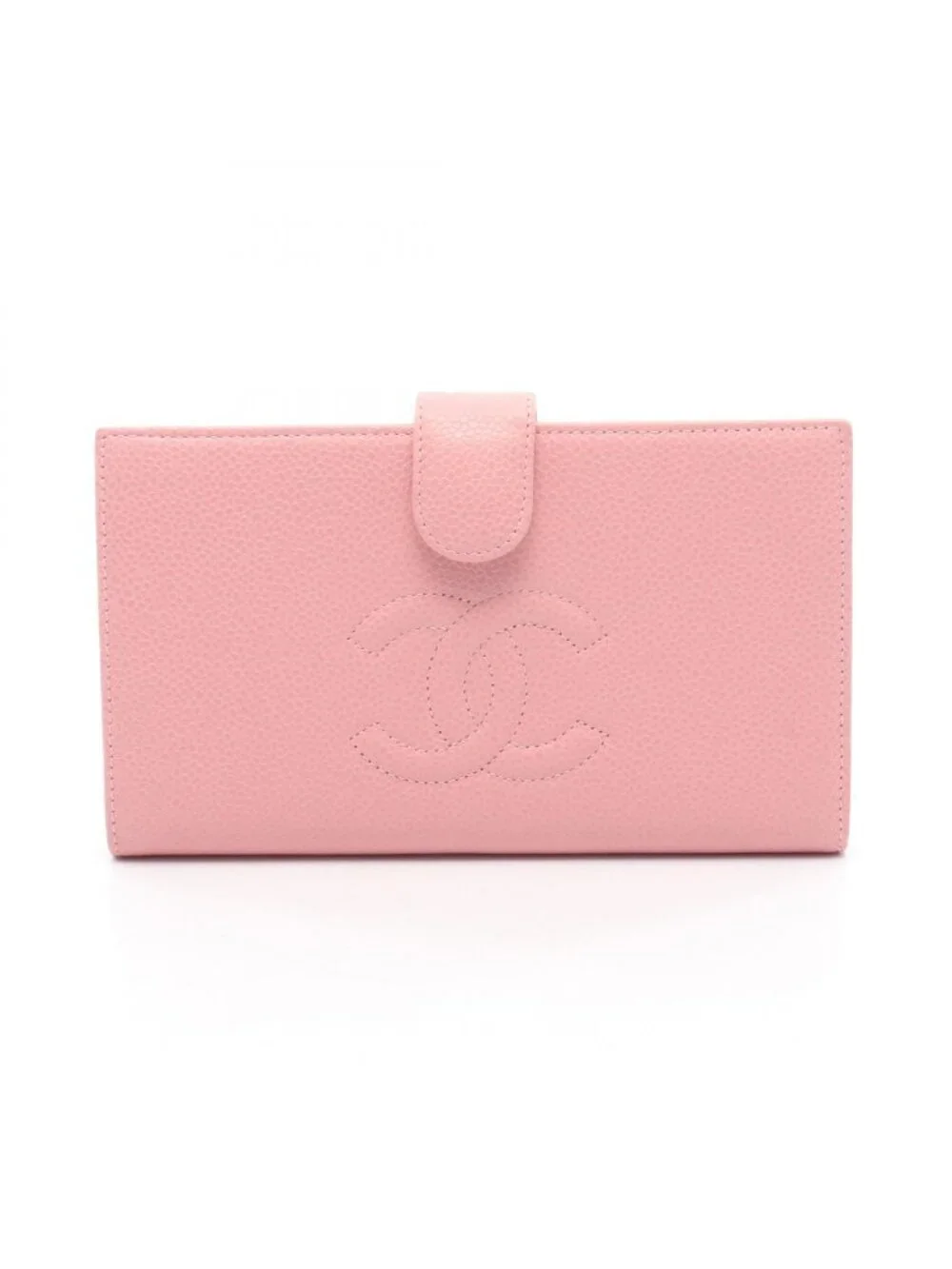 Chanel Bifold Wallet CC Logo Pink Caviar Leather CC Kiss Lock